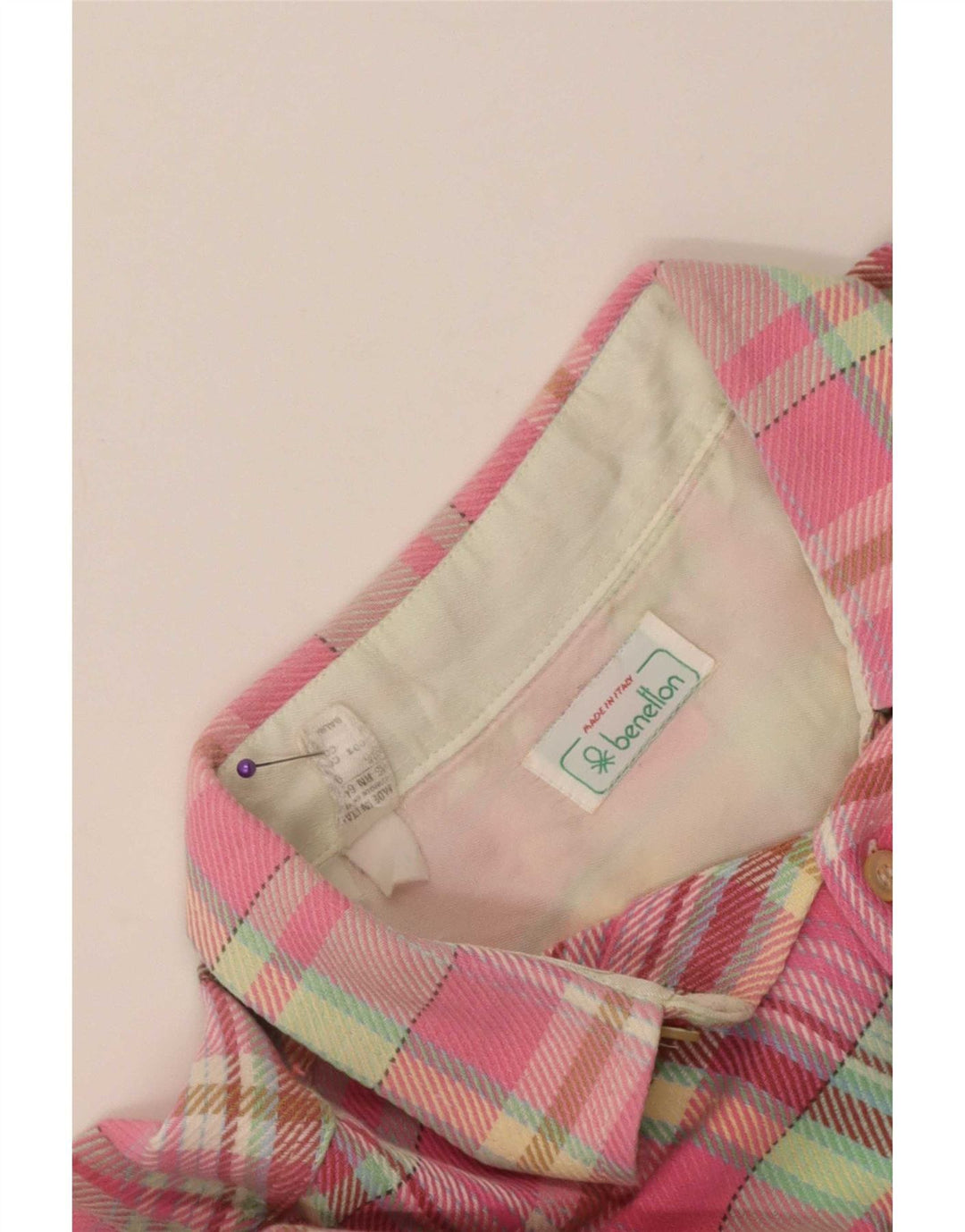 Мужская фланелевая рубашка Benetton, большая розовая клетка, хлопок