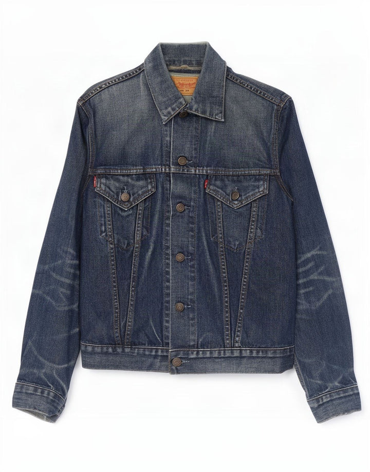 Мужская джинсовая куртка Levi's UK 36, маленькая, темно-синяя, хлопок
