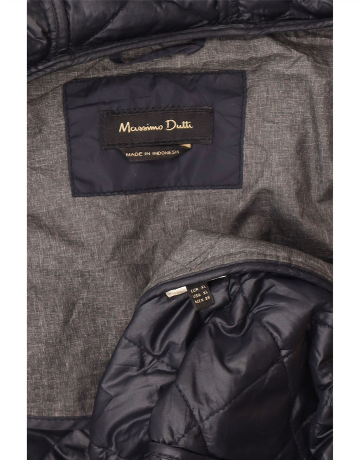 Massimo Dutti Женская стеганая куртка с капюшоном UK 18 XL Темно-синий