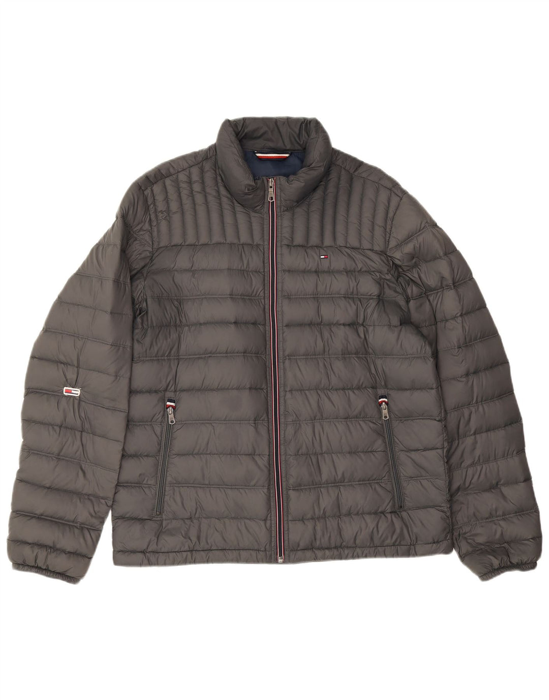Мужская стеганая куртка Tommy Hilfiger UK 38, средний серый нейлон