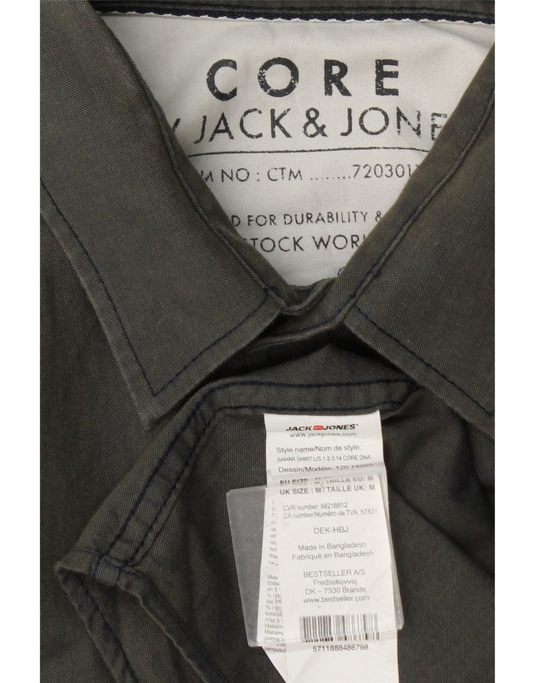 Мужская рубашка Jack & Jones из хлопка среднего цвета хаки