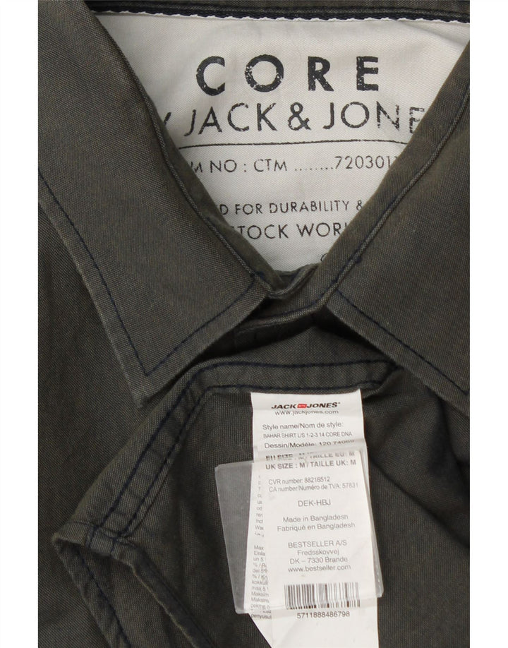 Мужская рубашка Jack & Jones из хлопка среднего цвета хаки