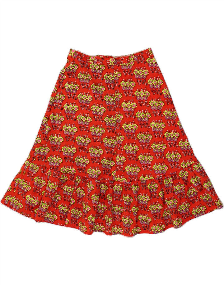 VINTAGE Womens A-Line Skirt W26 Small Red Floral Vintage Vintage and Second-Hand Vintage from Messina Hembry 