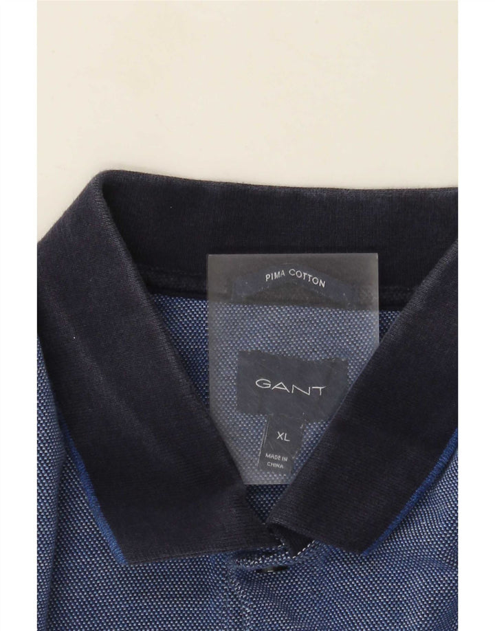 Мужская рубашка поло Gant XL, синяя, хлопковая с цветными блоками