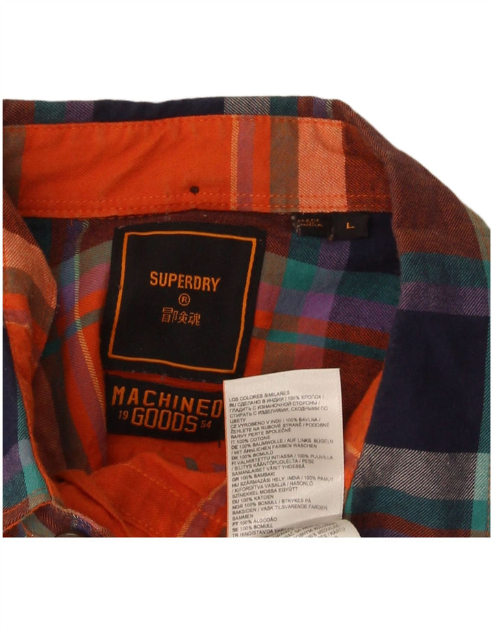 Мужская фланелевая рубашка Superdry, большая оранжевая клетчатая рубашка из хлопка