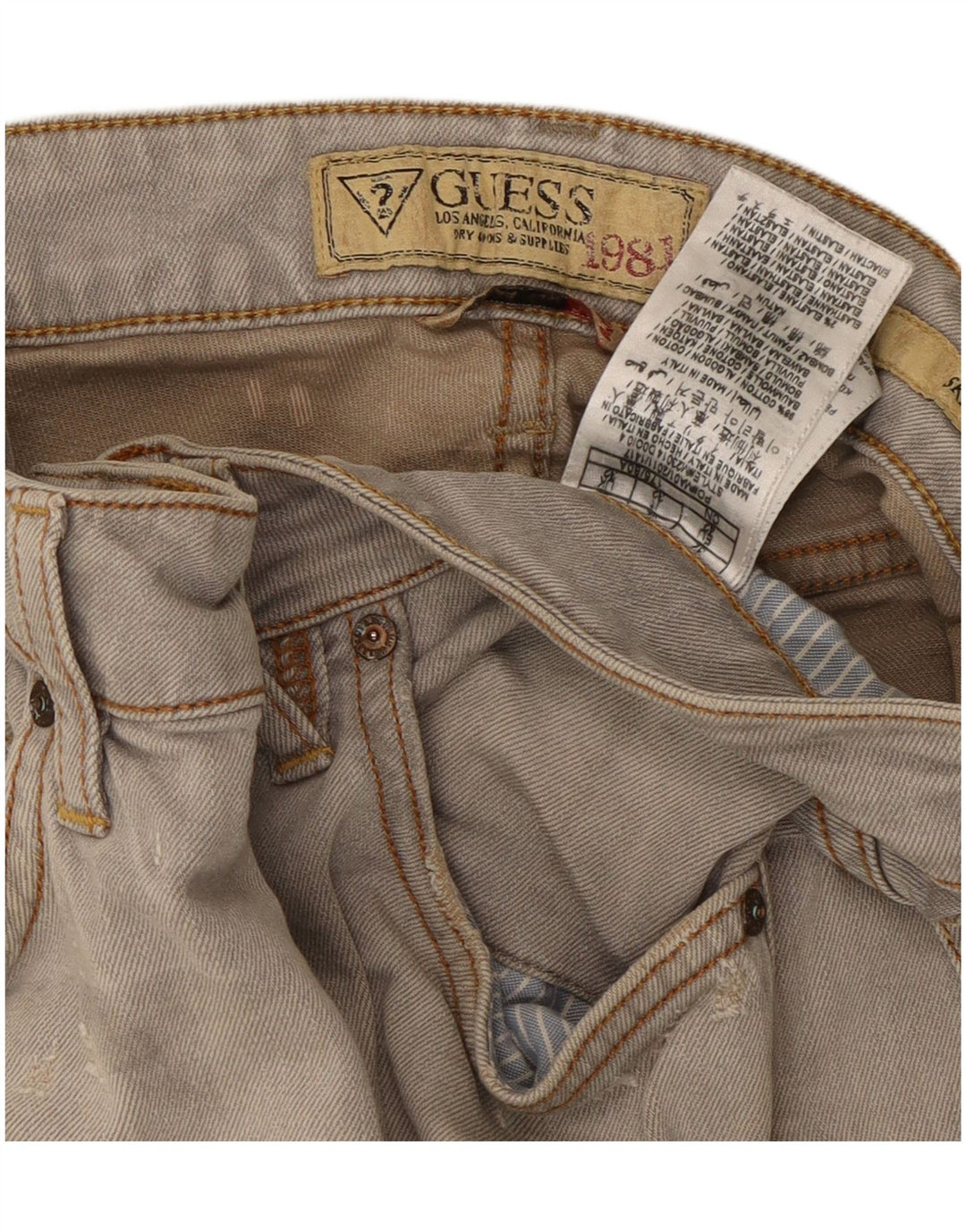 Мужские потертые джинсы скинни GUESS W32 L32, серый хлопок