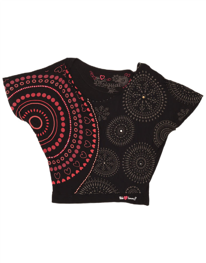 Женская блузка оверсайз с рисунком Desigual UK 14, средний черный с геометрическим узором