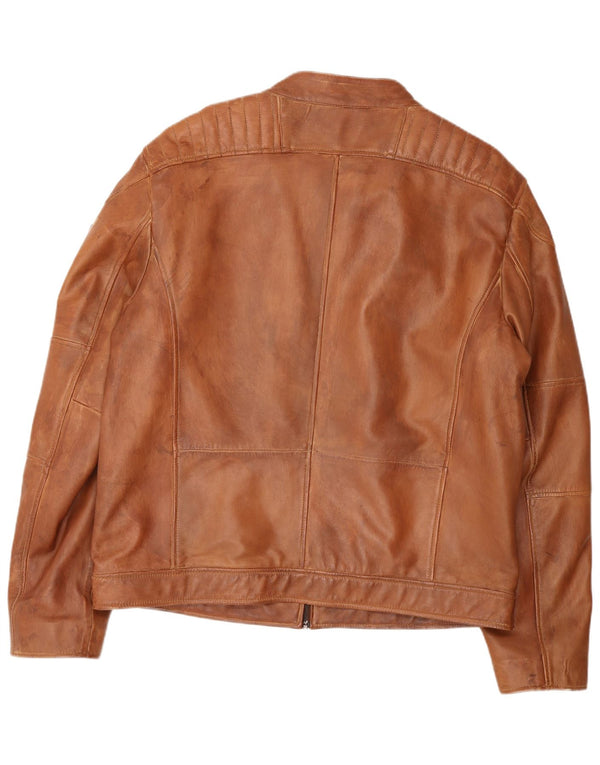Мужская кожаная куртка Trapper IT 56 3XL Коричневая кожаная