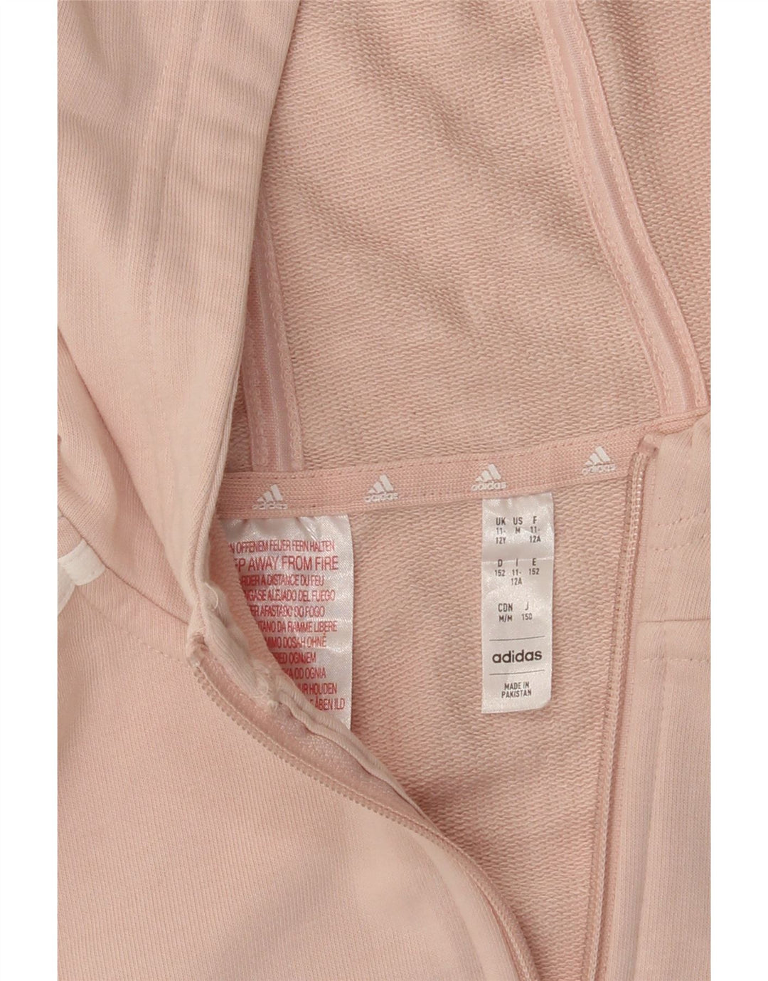 Свитер с капюшоном на молнии для девочек ADIDAS 11-12 лет, розовый