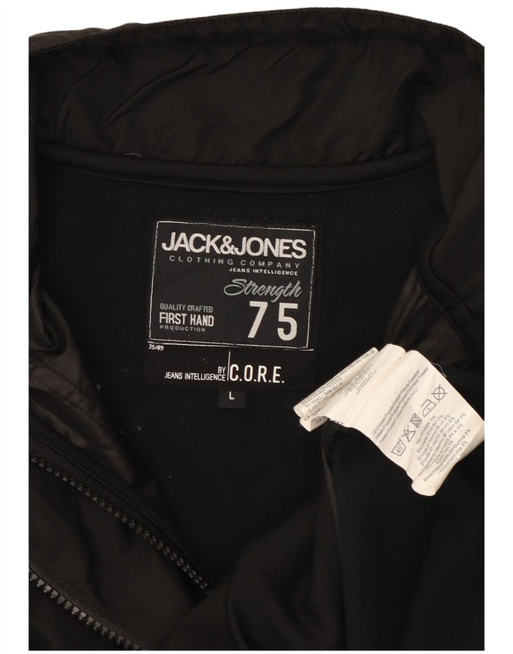 Мужская куртка-бомбер Jack & Jones UK 40, большая, черная, полиэстер