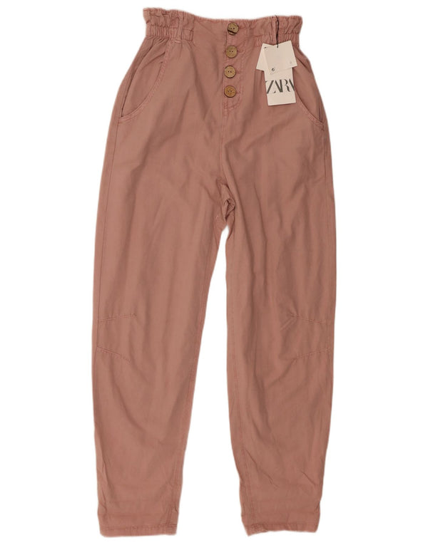 Женские зауженные повседневные брюки с высокой талией Zara EU 32 2XS W22 L27, розовые