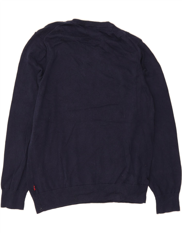 IZOD Mens V-Neck Jumper Sweater Large Navy Blue Cotton Vintage Izod and Second-Hand Izod from Messina Hembry 