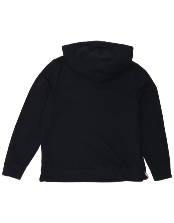 Tommy Hilfiger Womens Graphic Hoodie Jumper UK 14 Large Navy Blue Cotton