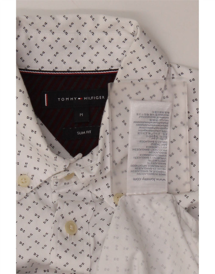 Tommy Hilfiger Мужская рубашка приталенного кроя из хлопка среднего размера белого цвета в крапинку