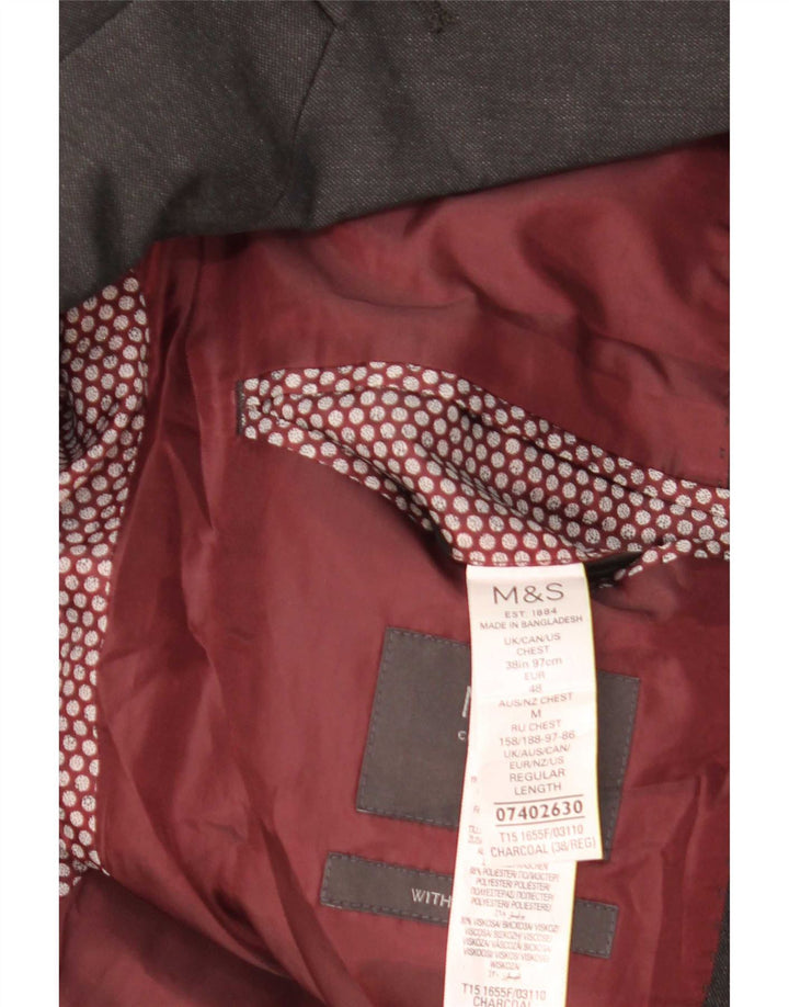 Мужской пиджак на двух пуговицах Marks & Spencer EU 48, средний серый полиэстер