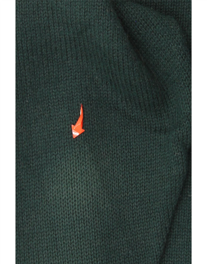 Винтажный женский джемпер с высоким воротником, Великобритания, 14, большой зеленый шерстяной свитер