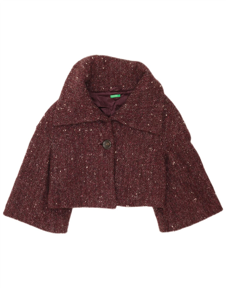 Женское болеро Benetton IT 42, средний бордовый, шерсть в крапинку
