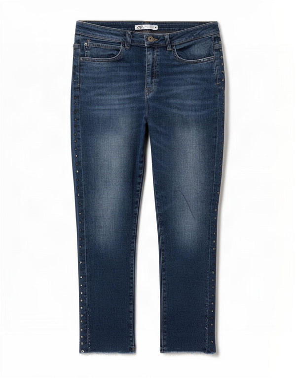 Женские джинсы скинни Zara EU 42, большие W32 L27, темно-синие