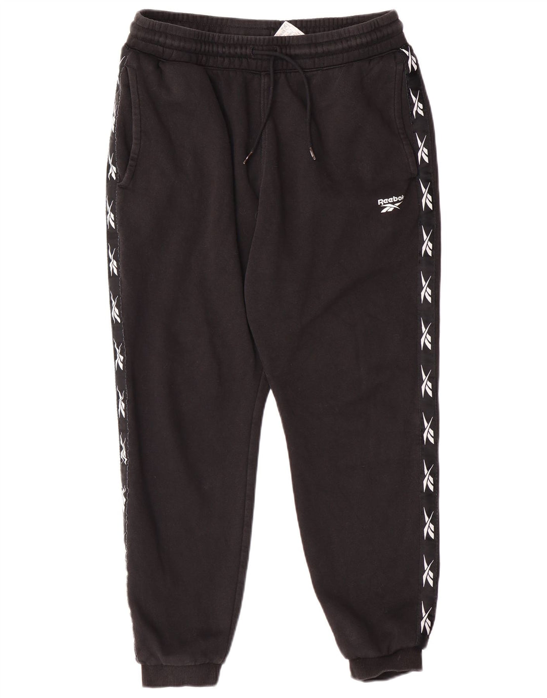 REEBOK Mens Graphic Tracksuit Trousers Joggers Medium  Black Cotton