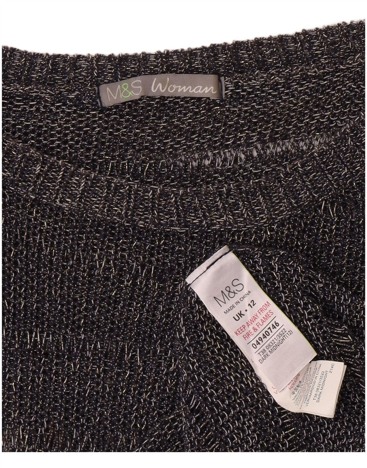 Женский джемпер с вырезом «лодочка» Marks & Spencer UK 12, средний темно-синий
