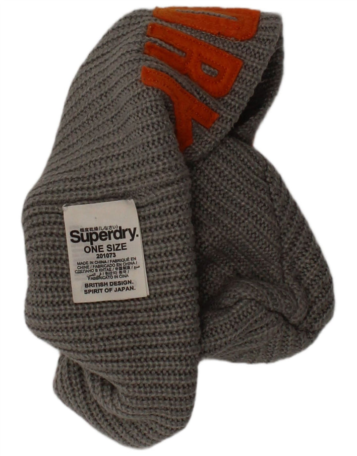 Мужская вязаная шапка-бини Superdry, один размер, серый акриловый логотип