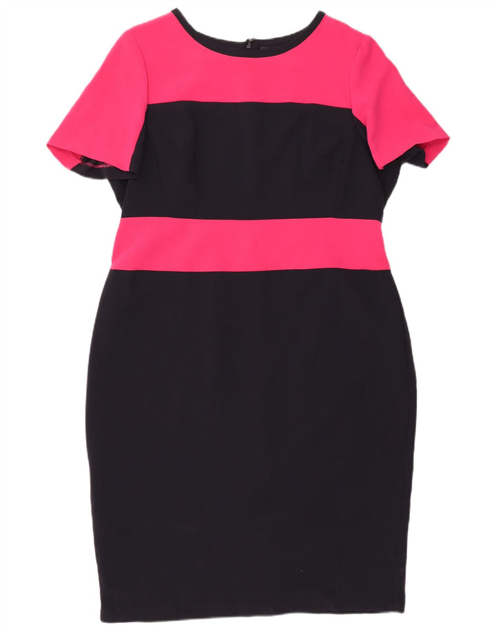 Женское платье-футляр MARKS & SPENCER UK 18 XL, черное, полиэстер с цветными блоками