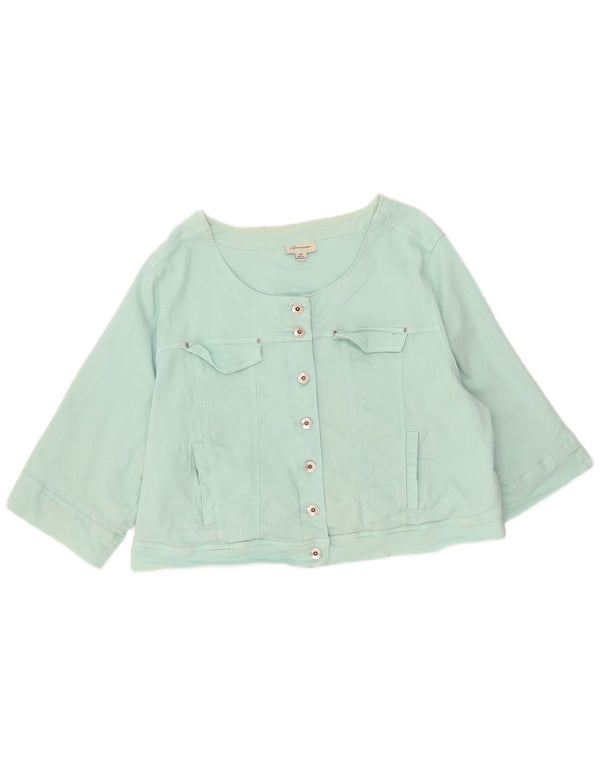 Женская джинсовая куртка с укороченным рукавом 3/4 Marks & Spencer UK 22 3XL Бирюзовый
