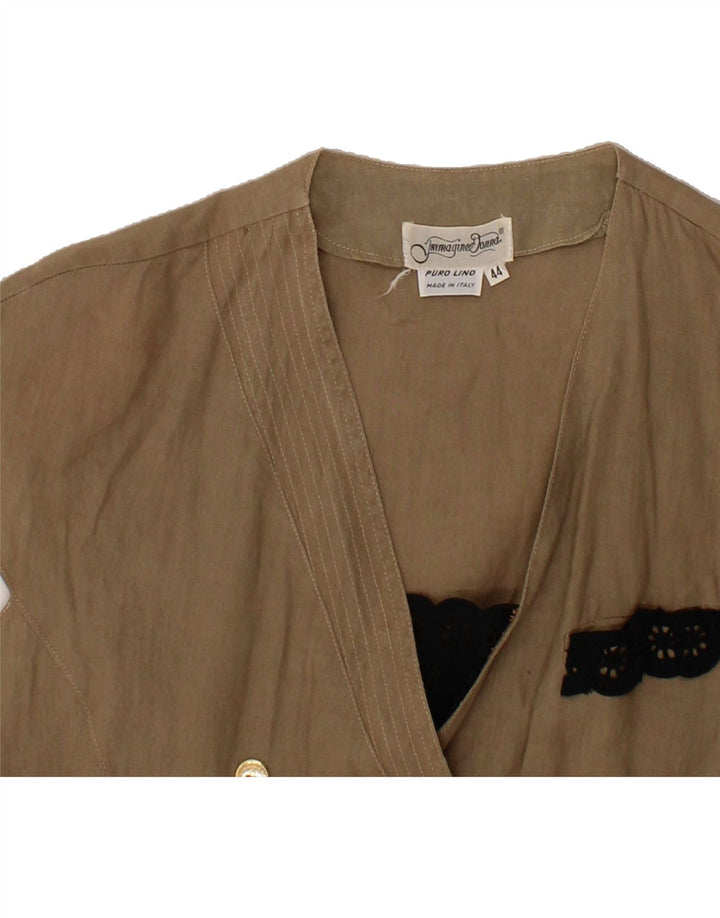 VINTAGE Womens Sheath Dress IT 44 Medium Beige Linen Vintage Vintage and Second-Hand Vintage from Messina Hembry 