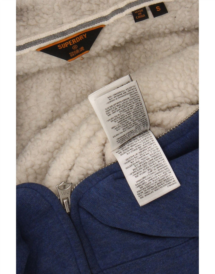 Мужской свитер с капюшоном на молнии Superdry, маленький синий, хлопок