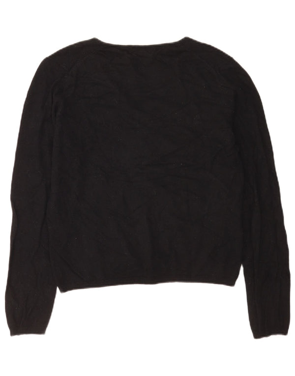 Marks & Spencer Womens Crop V-Neck Jumper Sweater UK 14 Medium Black
