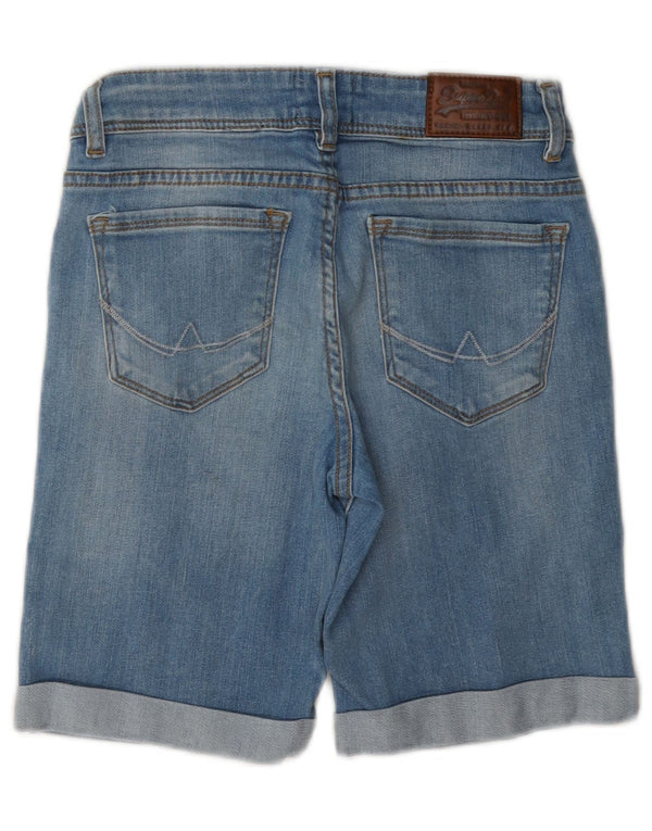 Superdry Womens Distressed Denim Shorts W28 Medium Blue