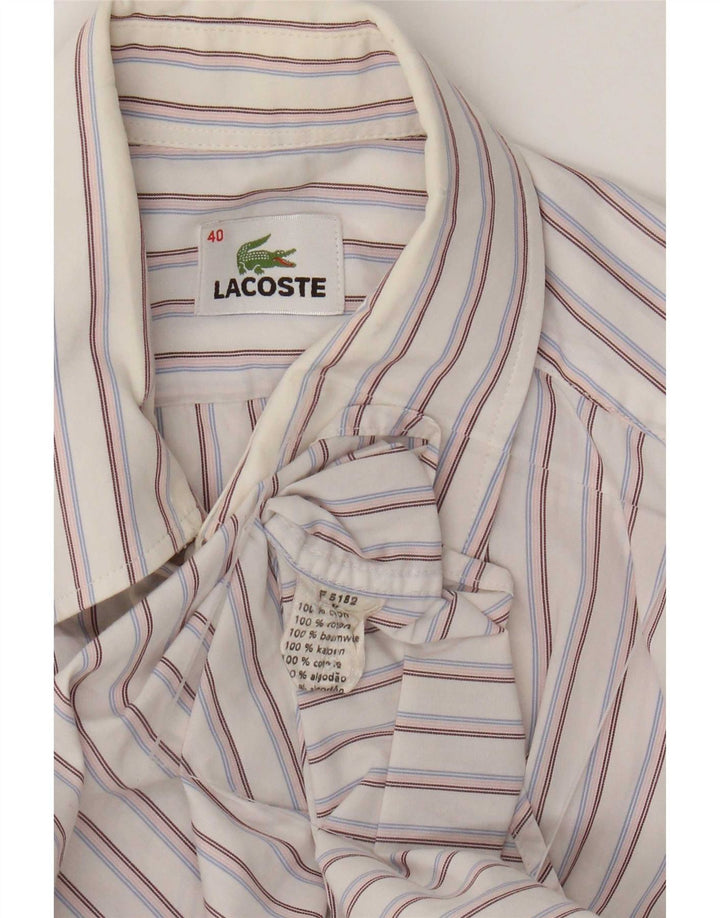 Мужская рубашка Lacoste, размер 40, средний размер, хлопковая белая полоска