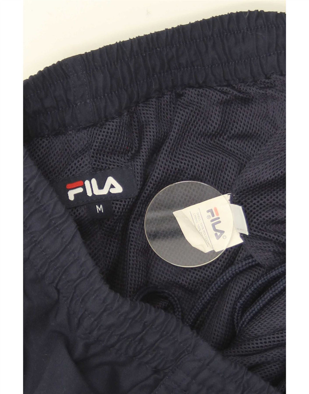 Мужские спортивные шорты-бермуды Fila с рисунком, средние, темно-синие, с цветными блоками