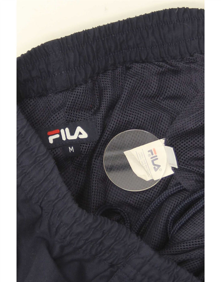 Мужские спортивные шорты-бермуды Fila с рисунком, средние, темно-синие, с цветными блоками