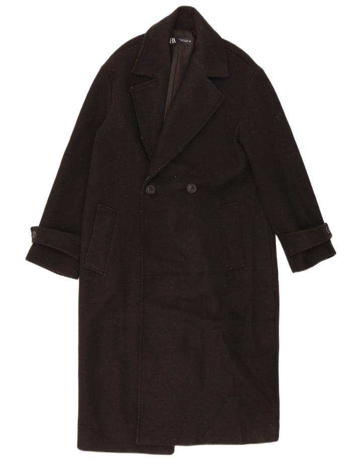 Женское двубортное пальто оверсайз Zara UK 6 XS, черный полиэстер