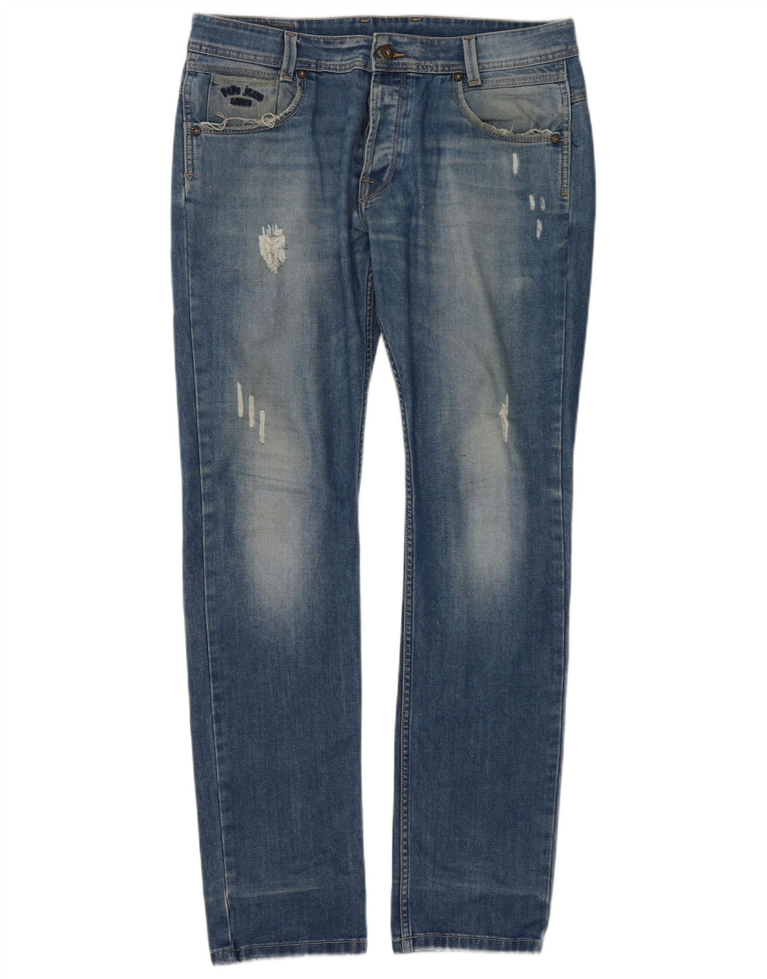 PEPE Jeans Женские потертые узкие джинсы W34 L34 Синий хлопок