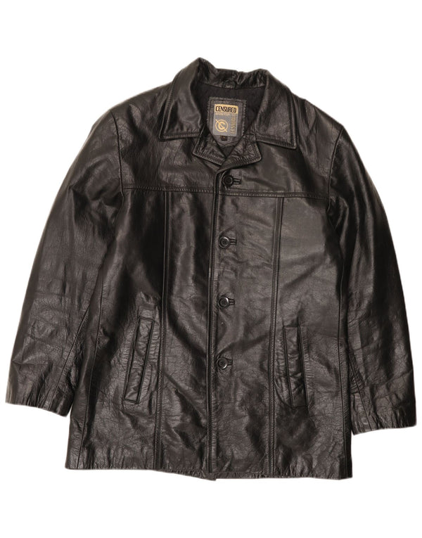 Мужская кожаная куртка Censured UK 40, большая черная кожа