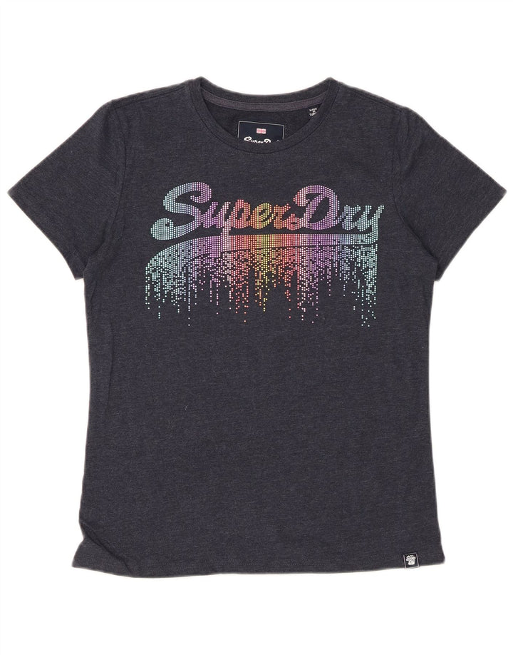 SUPERDRY Женская футболка с рисунком Top UK 10 Small Grey