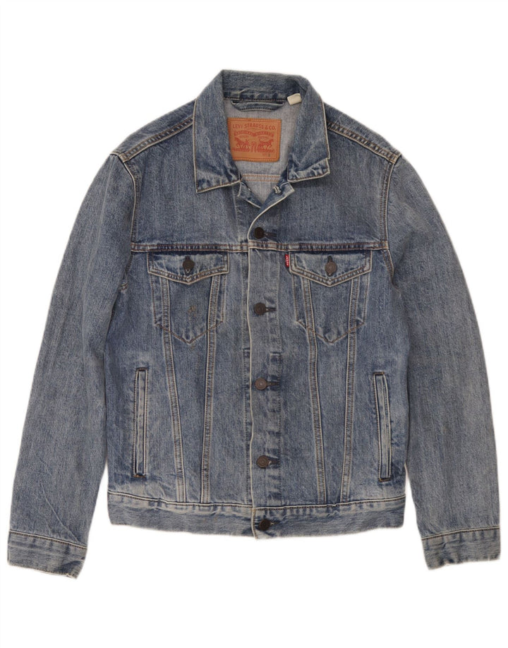 Женская джинсовая куртка Levi's UK 10, маленькая, синяя, хлопок