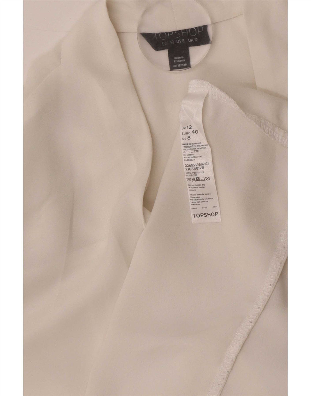Topshop Женская блузка с длинным рукавом Top UK 12, средний белый полиэстер
