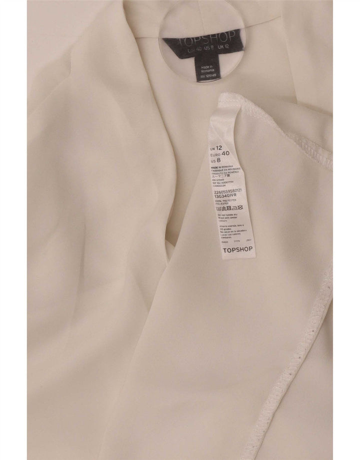 Topshop Женская блузка с длинным рукавом Top UK 12, средний белый полиэстер