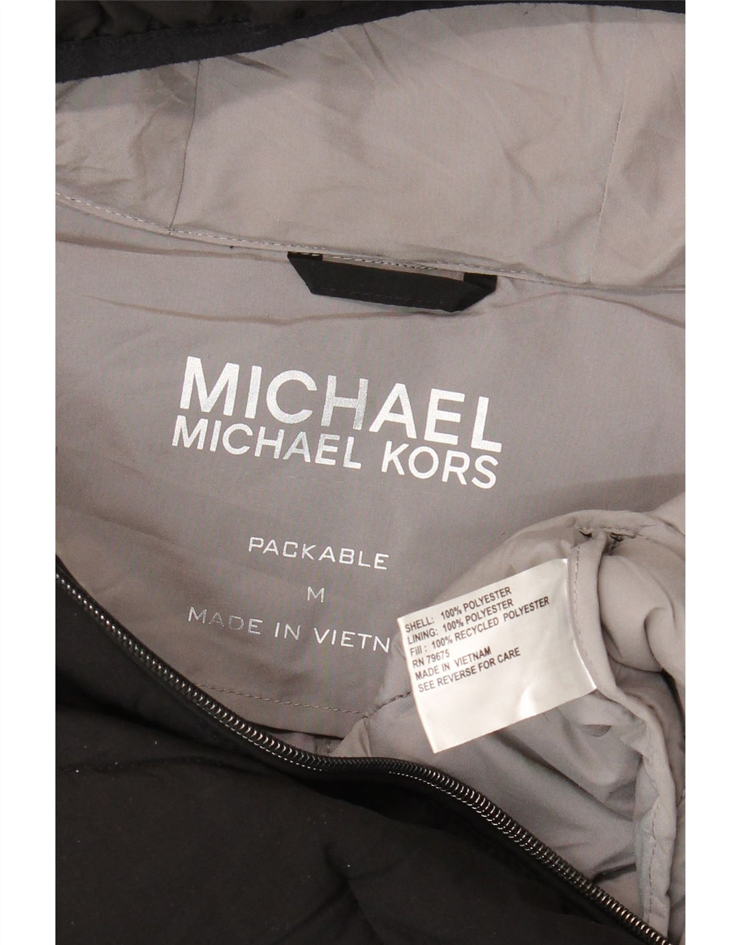 Женское стеганое пальто с капюшоном Michael Kors UK 14, средний черный полиэстер