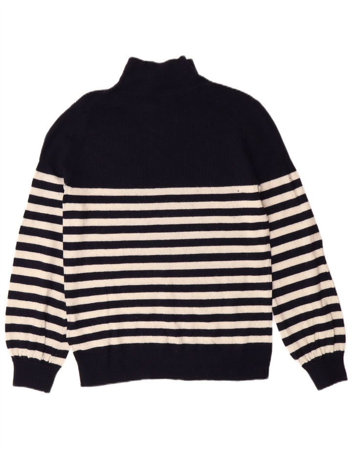 Женский джемпер с высоким воротником WHISTLES UK 10, маленький темно-синий в полоску