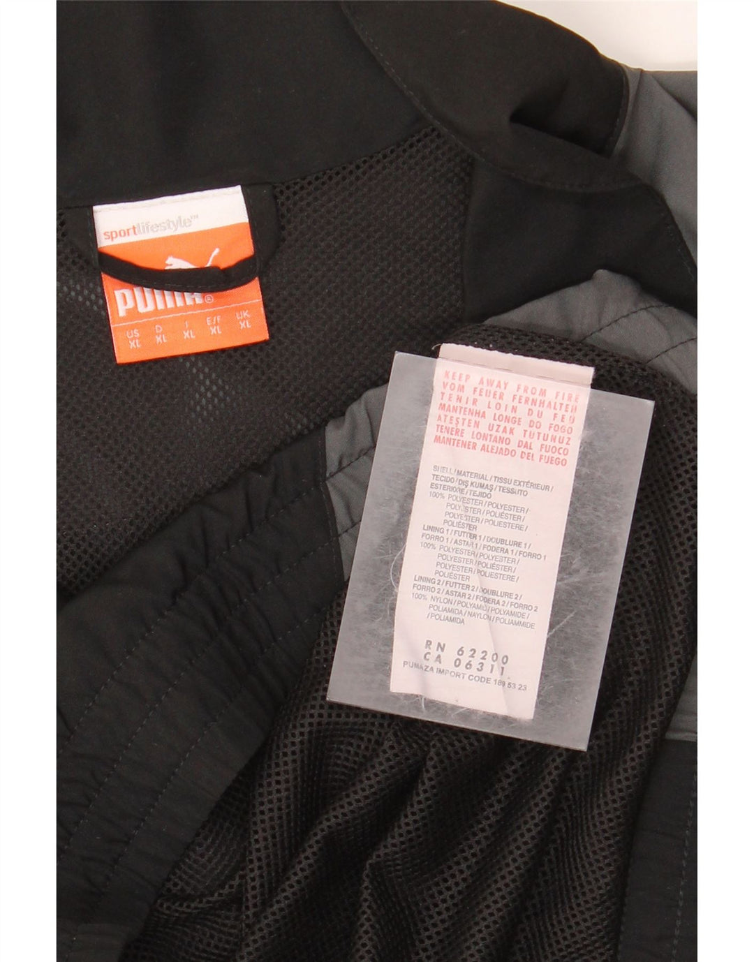 Мужская спортивная куртка PUMA XL, черный полиэстер с цветными блоками