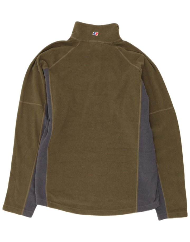 Berghaus Мужской флисовый джемпер с воротником на молнии, средний хаки, полиэстер с цветными блоками