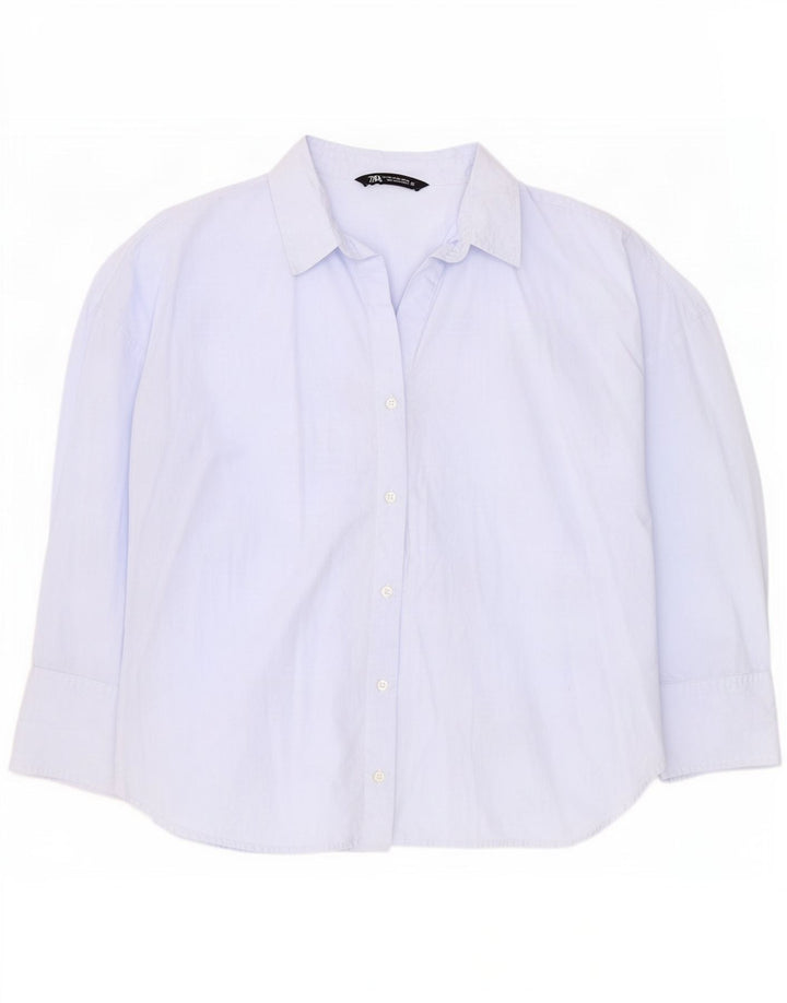 Женская рубашка Zara UK 20 2XL, синяя, хлопок