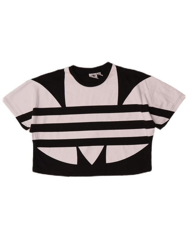 Женская укороченная футболка с рисунком Adidas Oversized UK 4 XS, черный хлопок