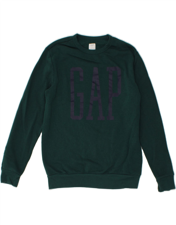 GAP Womens Graphic Sweatshirt Jumper UK 14 Medium Green Cotton Vintage Gap and Second-Hand Gap from Messina Hembry 