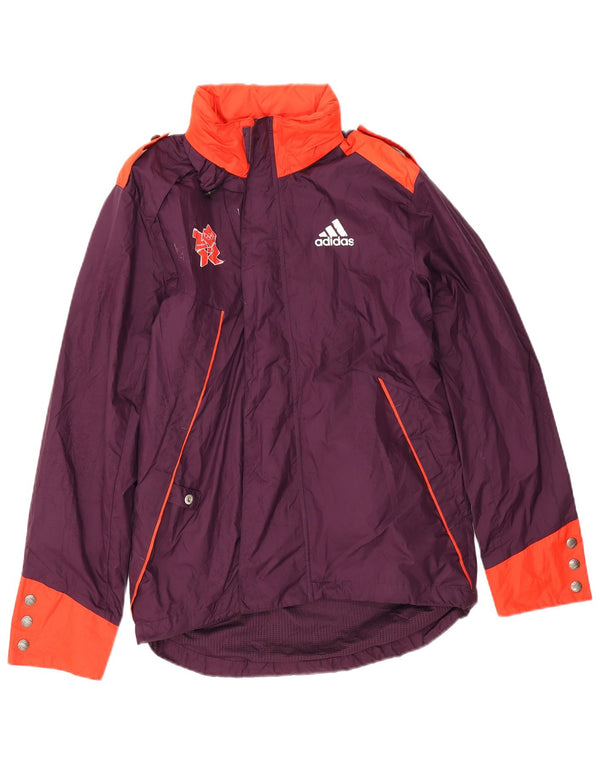 Мужская непромокаемая куртка Adidas в стиле милитари с графическим рисунком UK 34 XS фиолетового цвета с цветными блоками