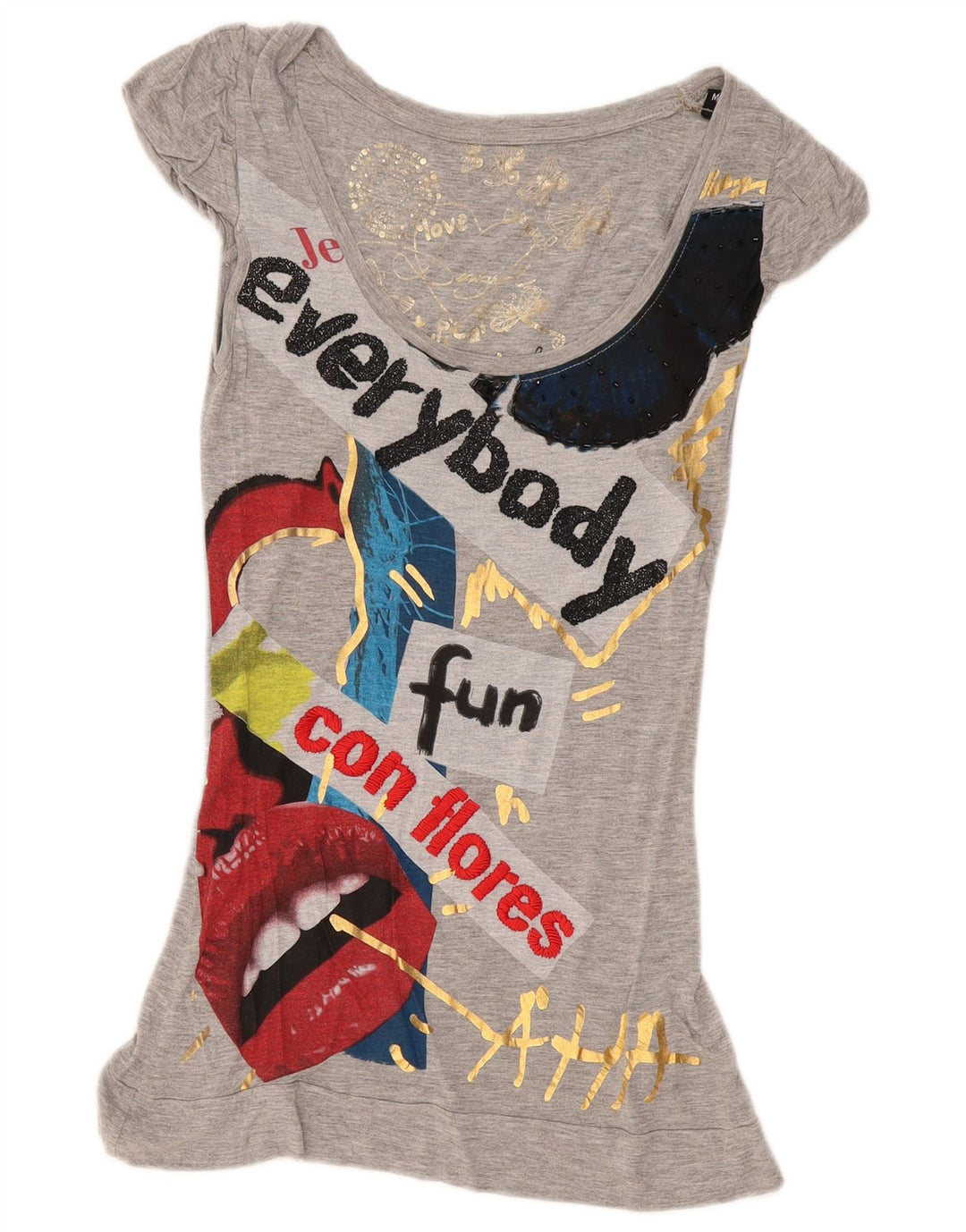 Женская туника с рисунком Desigual UK 12, средний серый цвет, вискоза